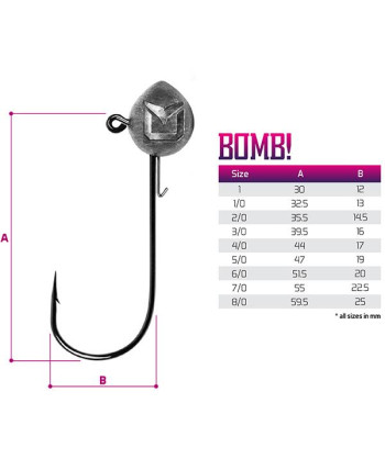 Jigová hlava s držákem Delphin BOMB! / 5ks, 7.5g-4/0