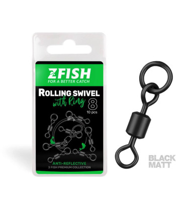 ZFISH Obratlík Rolling Swivel with Ring Black Matt vel.8/26Kg