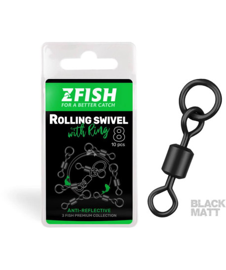 ZFISH Obratlík Rolling Swivel with Ring Black Matt vel.8/26Kg
