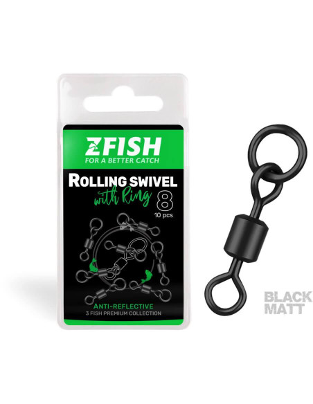 ZFISH Obratlík Rolling Swivel with Ring Black Matt vel.8/26Kg