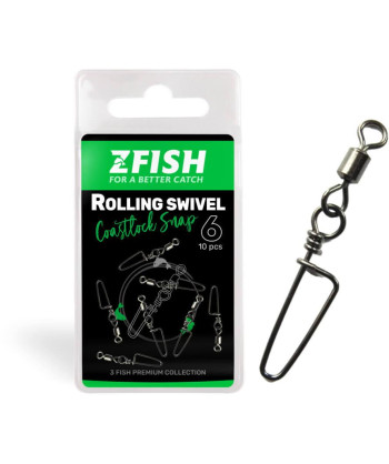 ZFISH Obratlík s Karabinou Rolling Swivel & Coastlock snap
