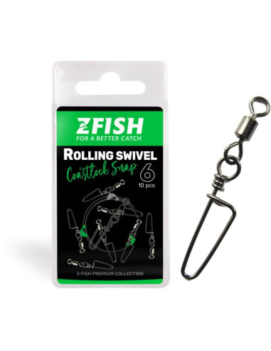 ZFISH Obratlík s Karabinou Rolling Swivel & Coastlock snap