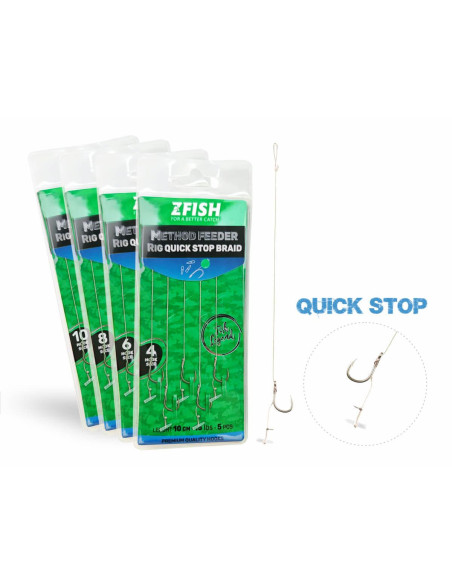 ZFISH Návazec Method Feeder Rig Quick Stop Braid 5 ks