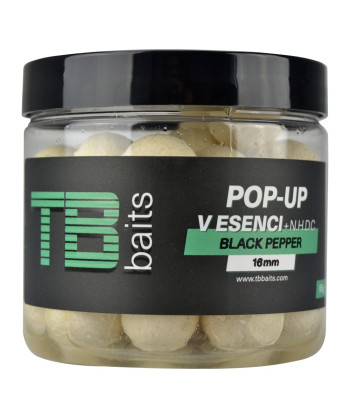 TB Baits Plovoucí Boilie Pop-Up White Black Pepper + NHDC 65 g 16 mm