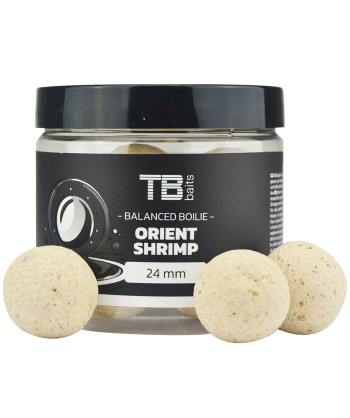 TB Baits Vyvážené Boilie Balanced White Edition + Atraktor Orient Shrimp 100 g - 24 mm