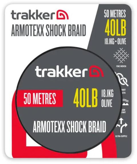 Trakker Šoková šňůra Armotexx Shock Braid 40lb, 18,1kg, 50m