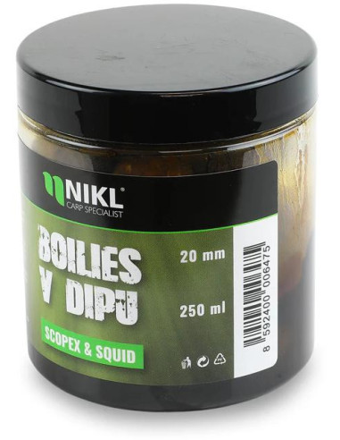 Nikl Boilies v dipu Scopex & Squid 250ml