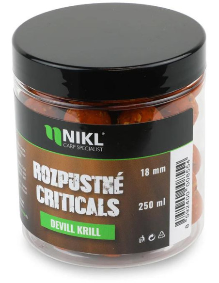 Nikl Rozpustné Criticals boilie Devill Krill 250ml