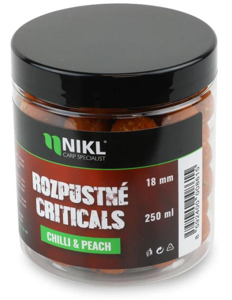 Nikl Rozpustné Criticals boilie Chilli & Peach 250ml