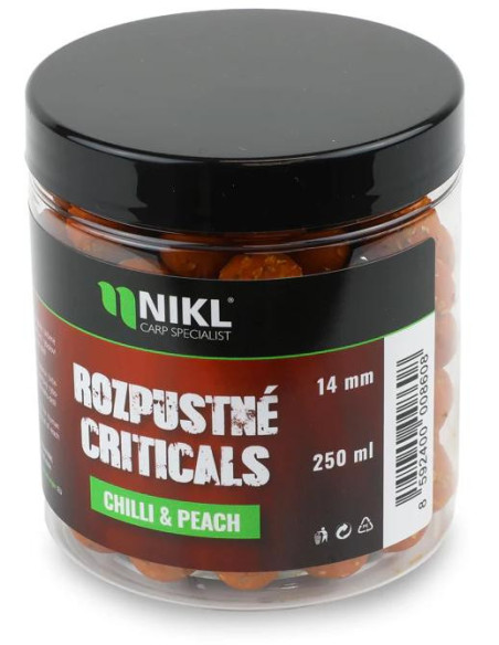 Nikl Rozpustné Criticals boilie Chilli & Peach 250ml